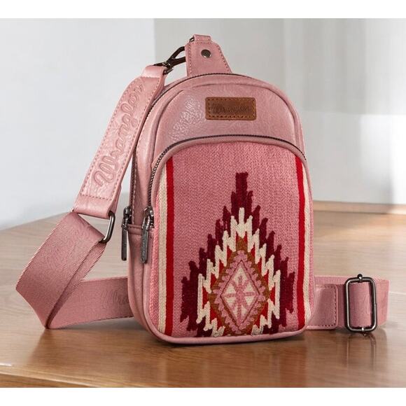 Wrangler Southwestern Knitted Sling Bag - Pink *NEW in Package* - Picture 1 of 6